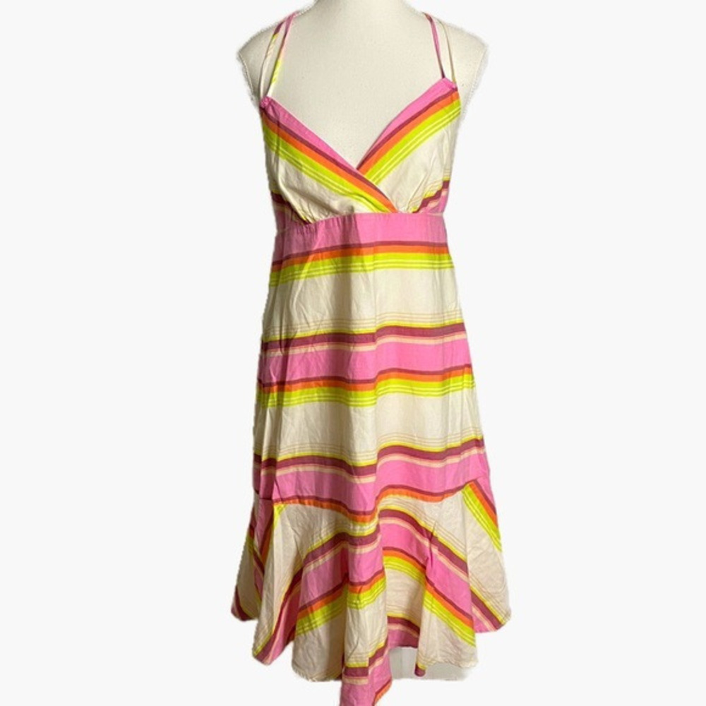 Old Navy‎ Pink, Green, and White Striped Halter Midi Dress NWT